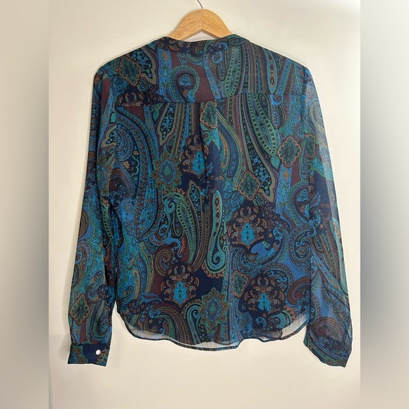 Tommy Hilfiger Paisley Print Blouse - Blue and Green size large - Picture 3 of 3